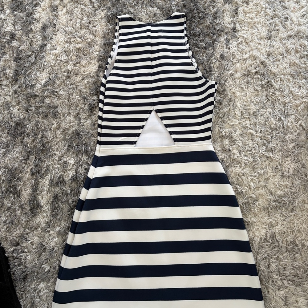 Abercrombie and Fitch Navy and White Striped Mini Dress - Picture 2 of 2